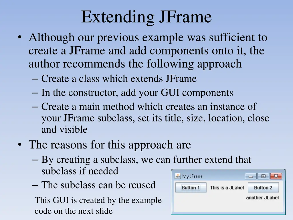 extending jframe although our previous example