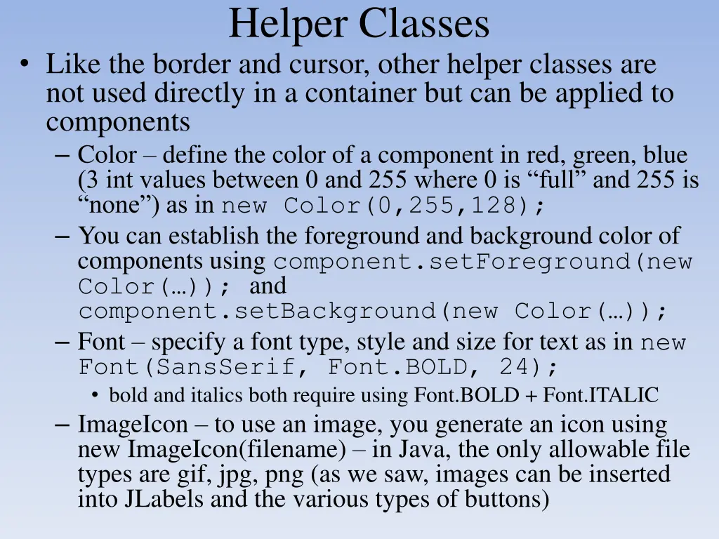 helper classes