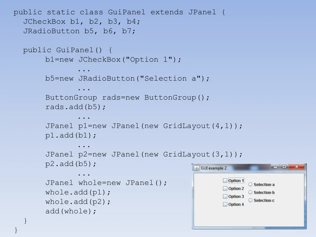 public static class guipanel extends jpanel 1