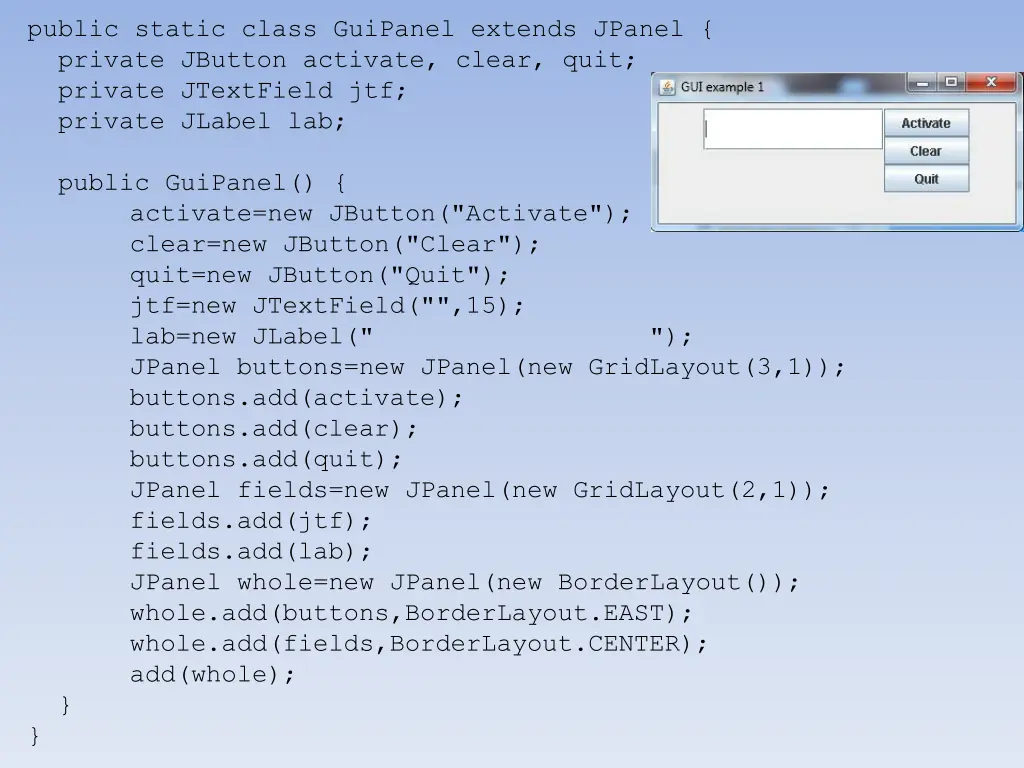 public static class guipanel extends jpanel