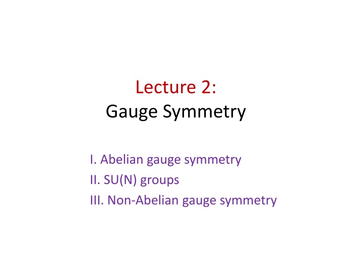 lecture 2 gauge symmetry