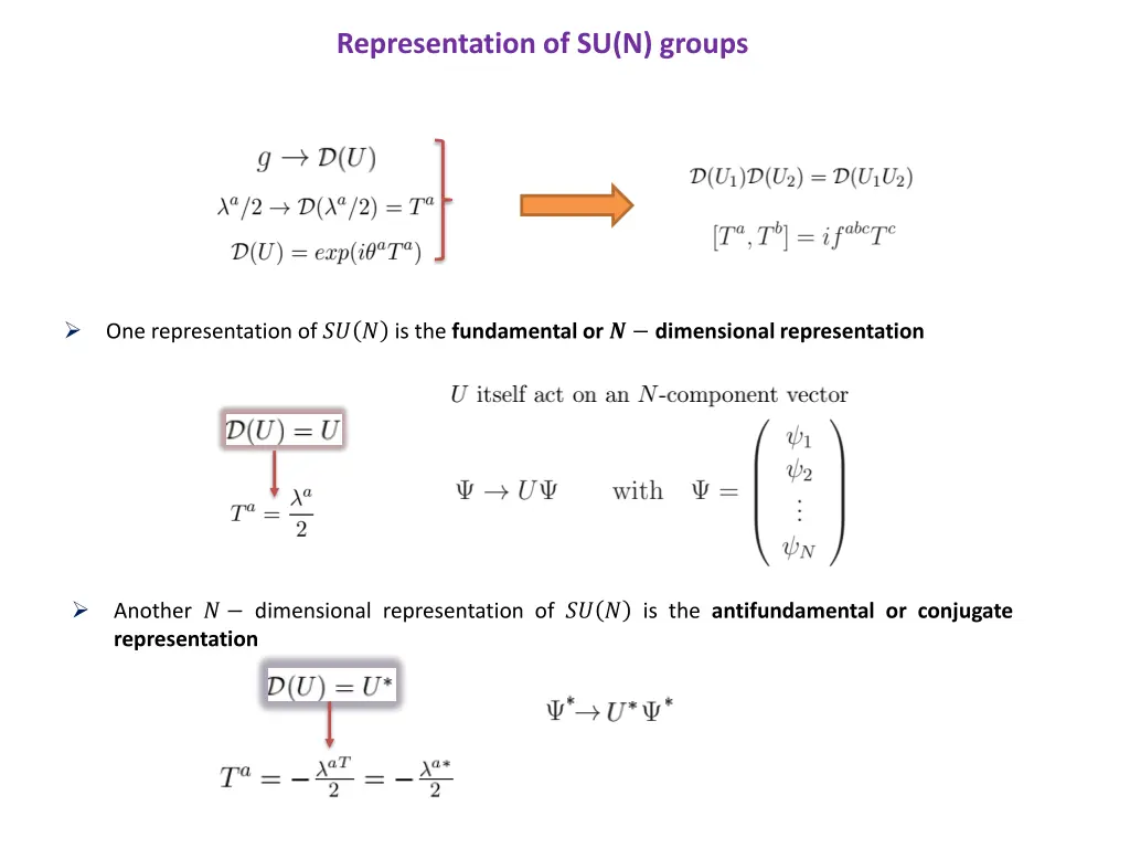 representation of su n groups