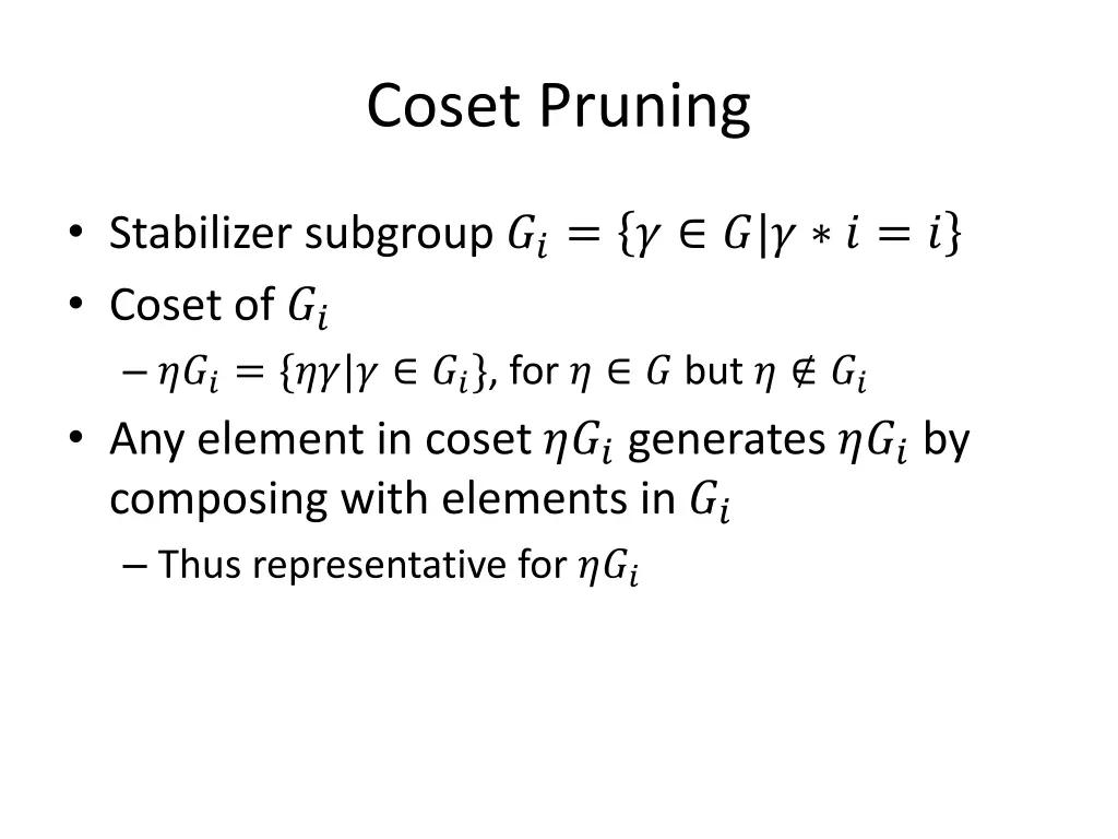 coset pruning