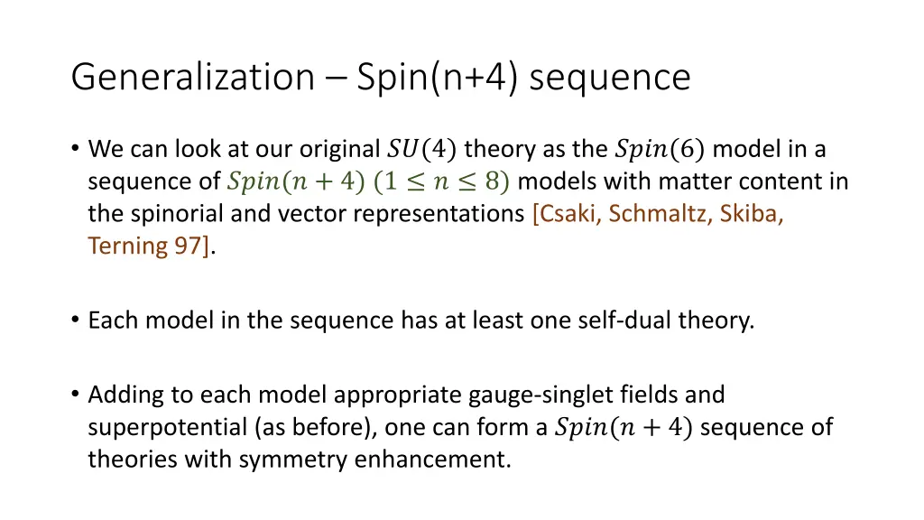 generalization spin n 4 sequence