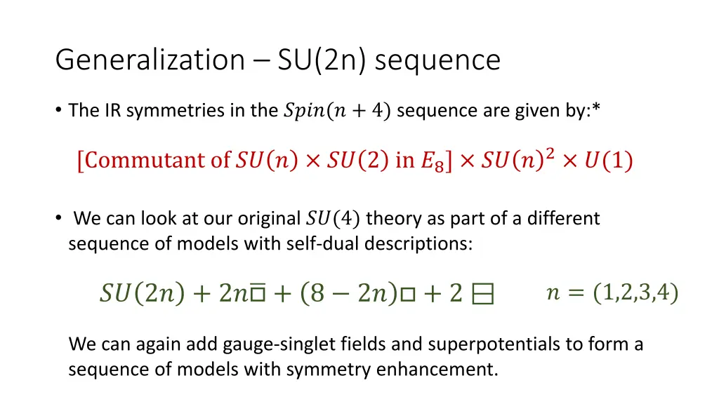 generalization su 2n sequence