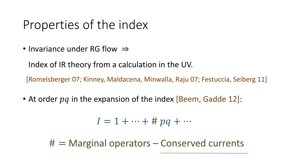 properties of the index