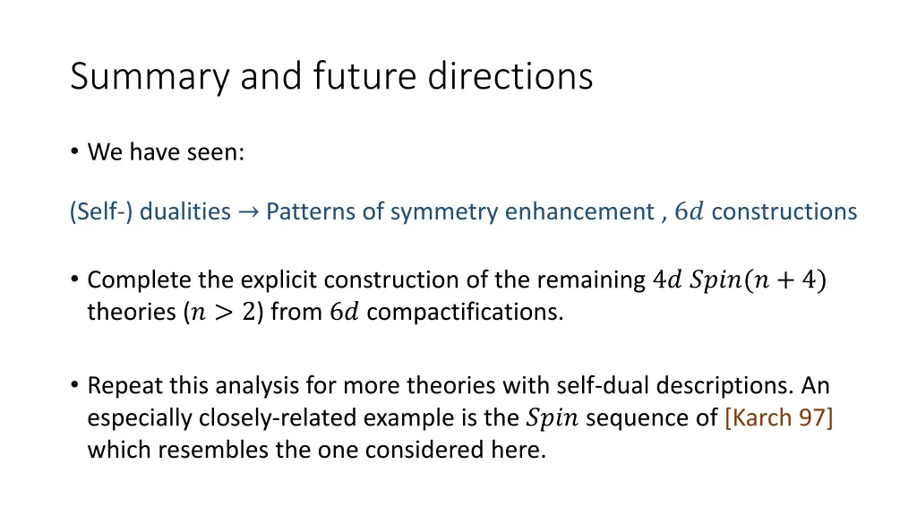 summary and future directions