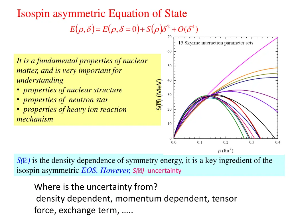 isospin asymmetric equation of state e
