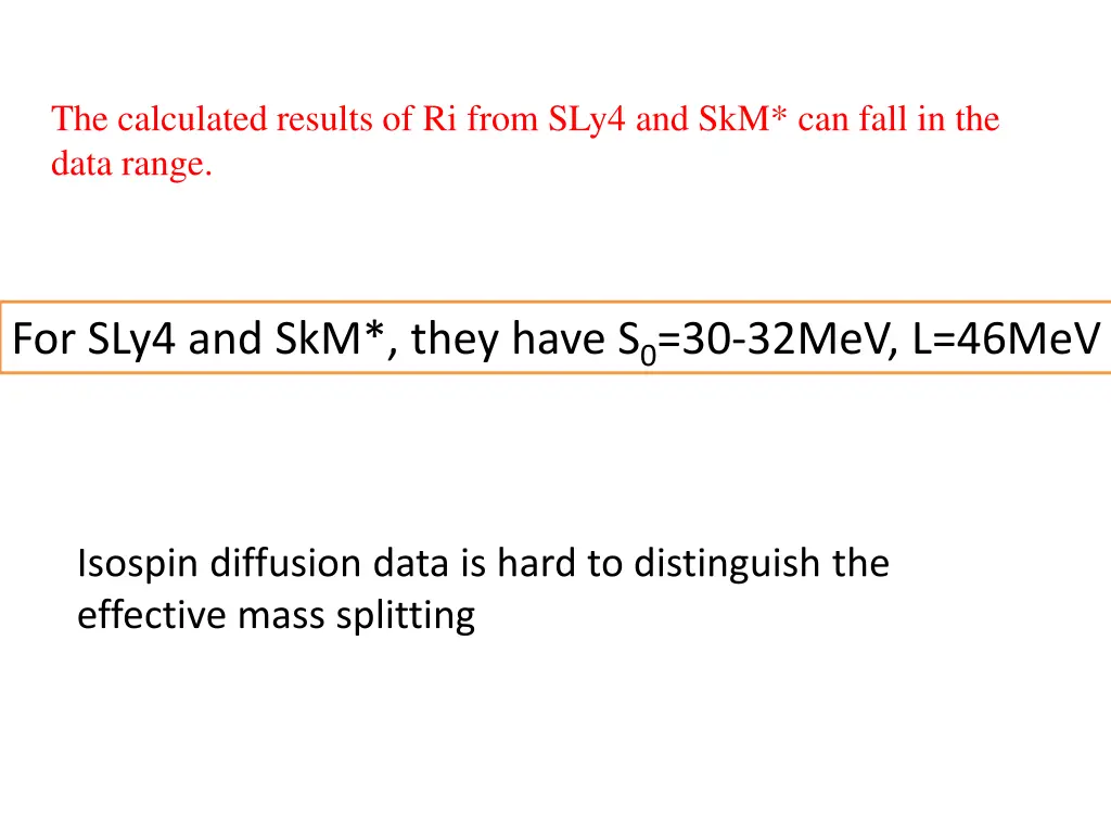 the calculated results of ri from sly4