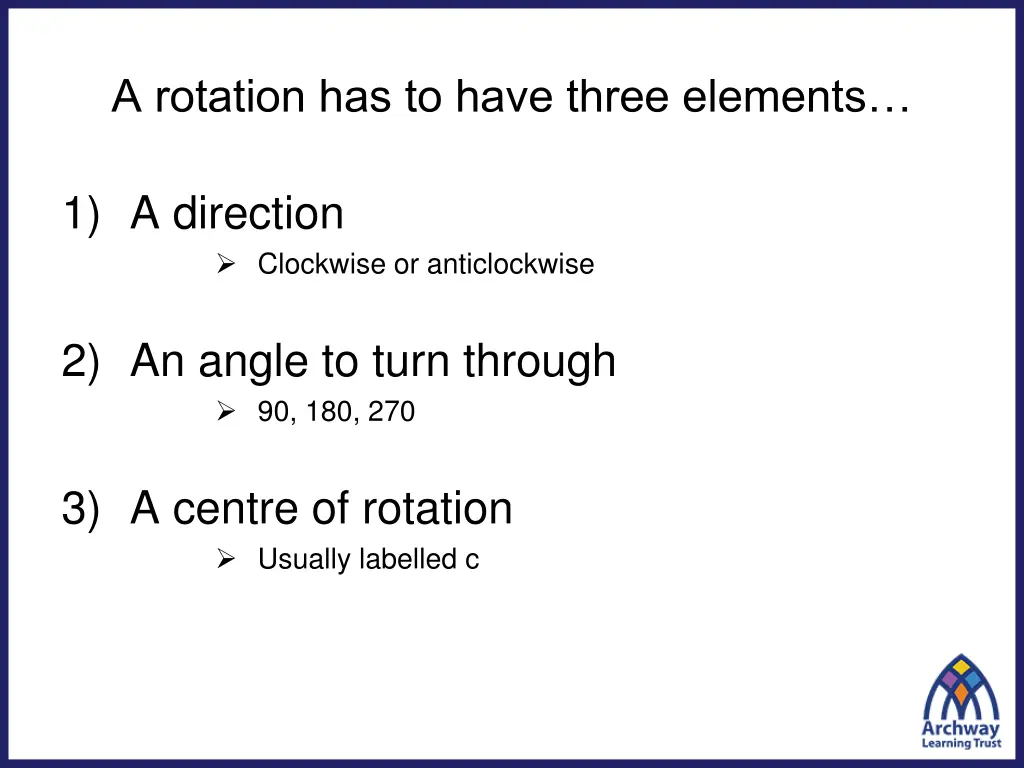 a rotation has to have three elements