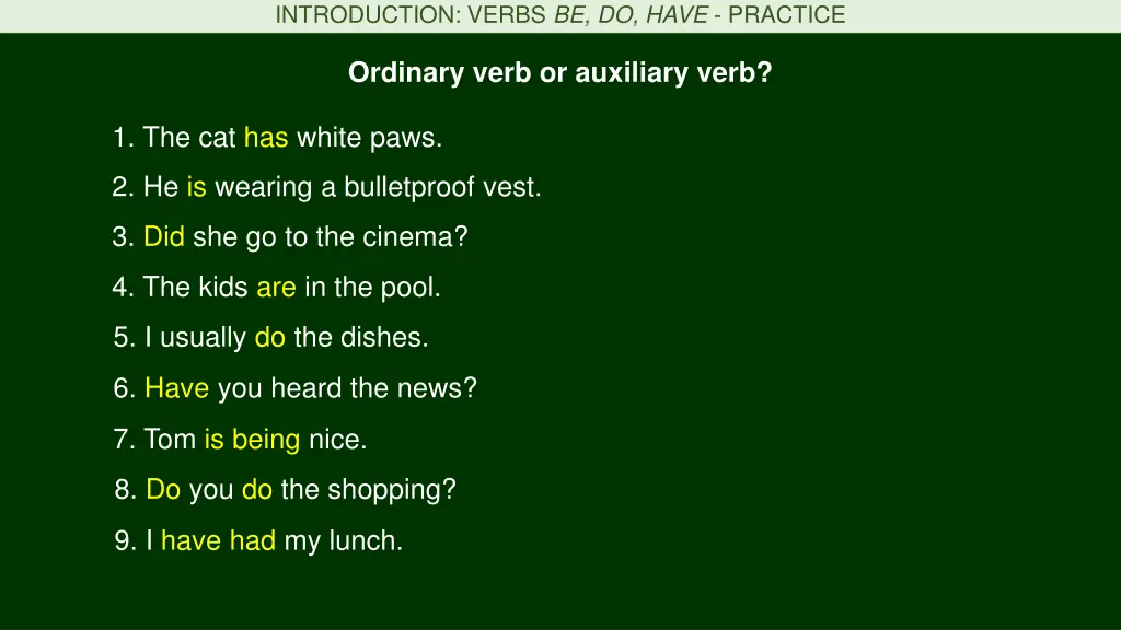 introduction verbs be do have practice