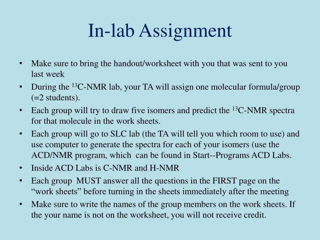 in lab assignment