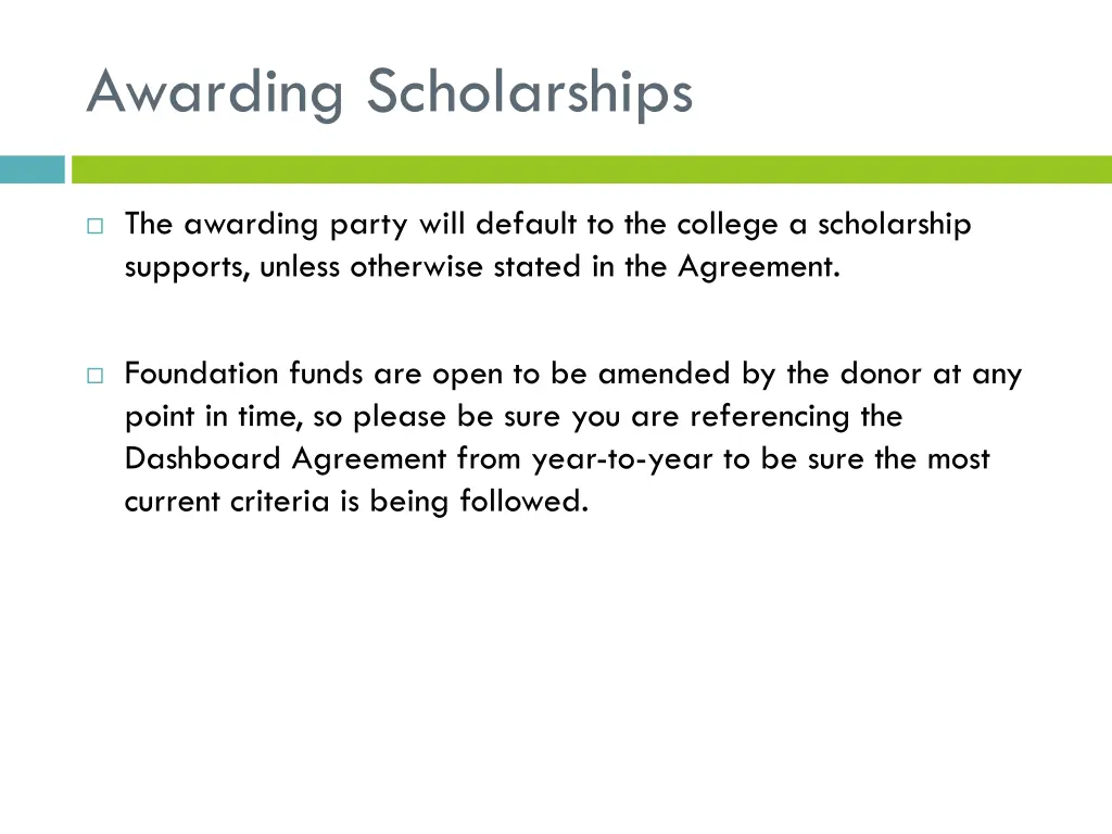 awarding scholarships