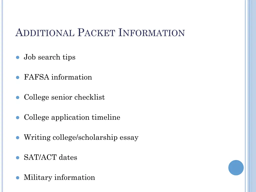 a dditional p acket i nformation