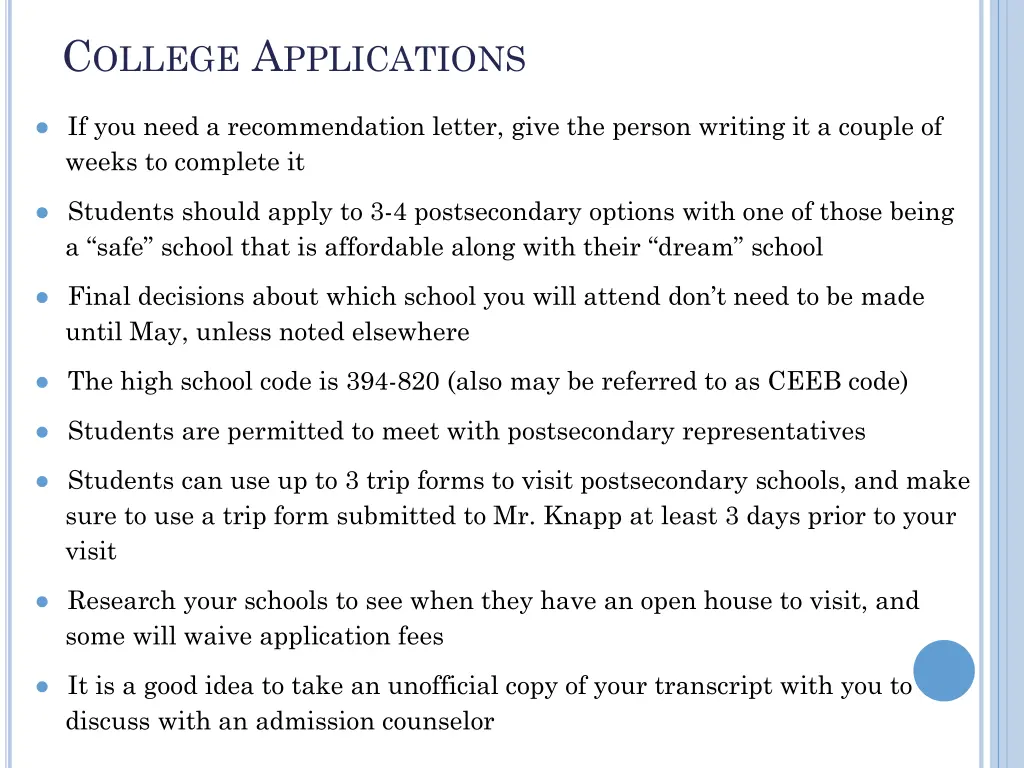 c ollege a pplications 1