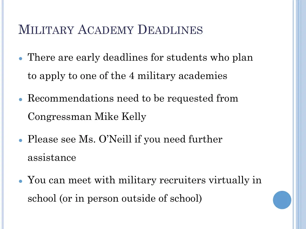 m ilitary a cademy d eadlines