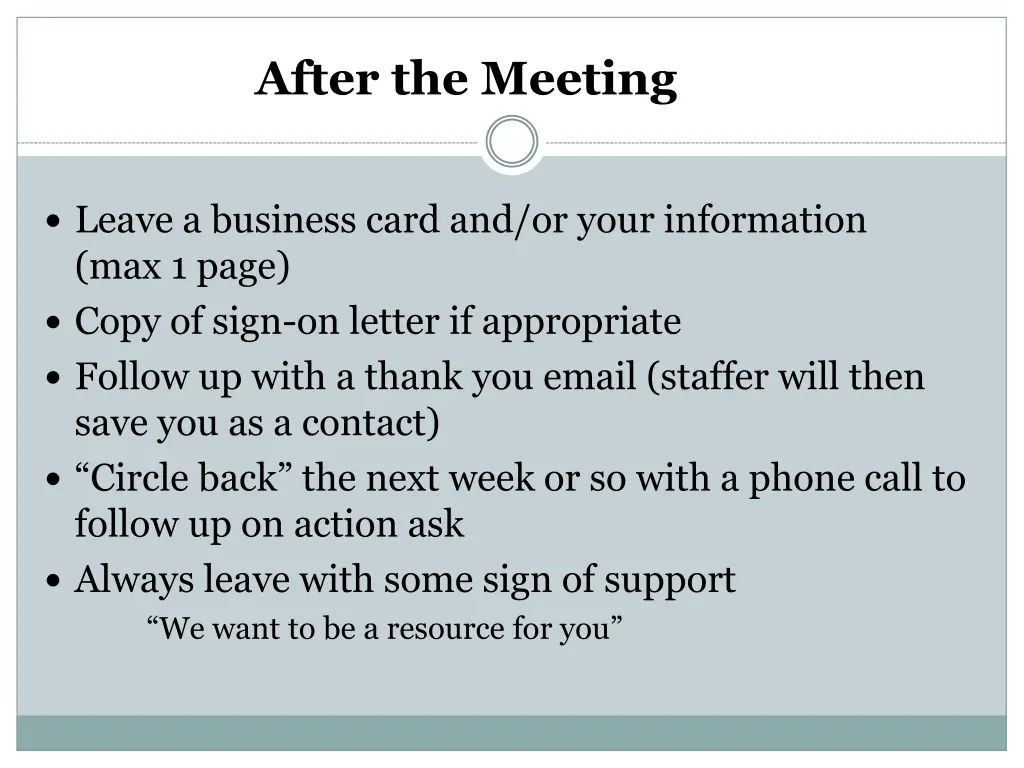 after the meeting