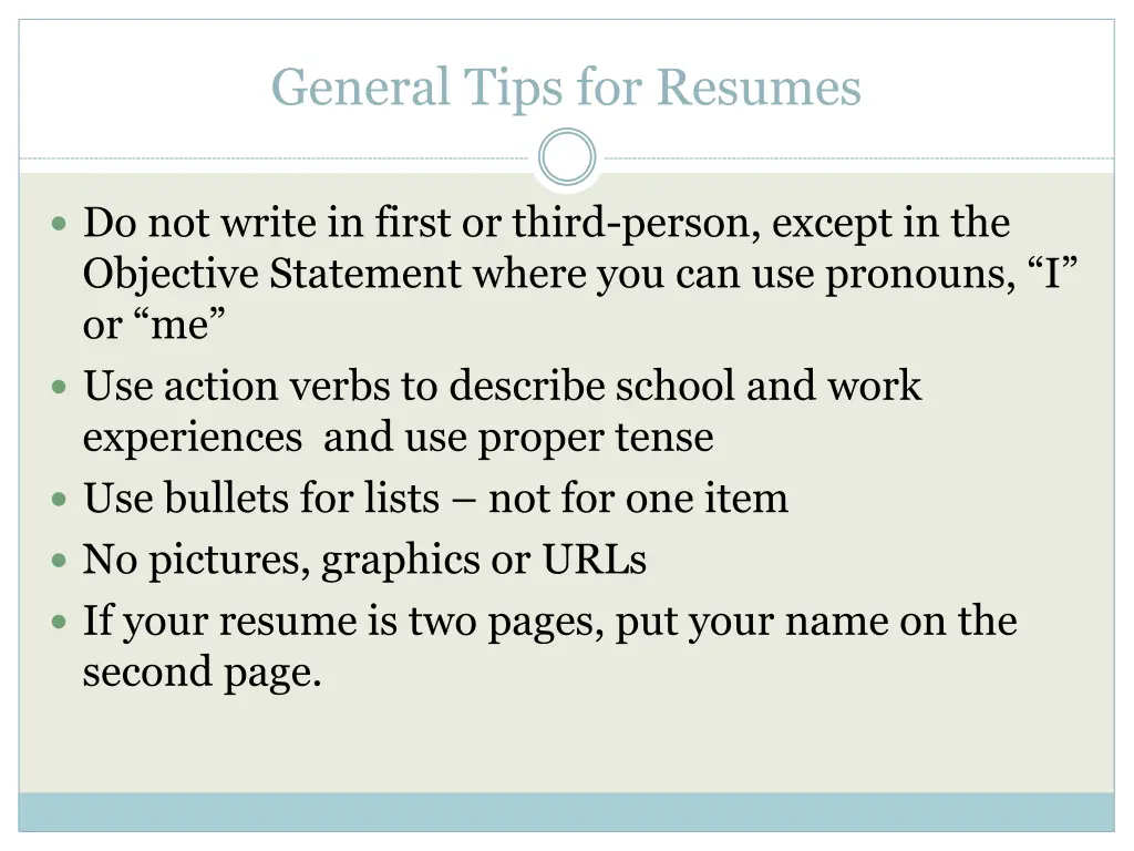 general tips for resumes 1