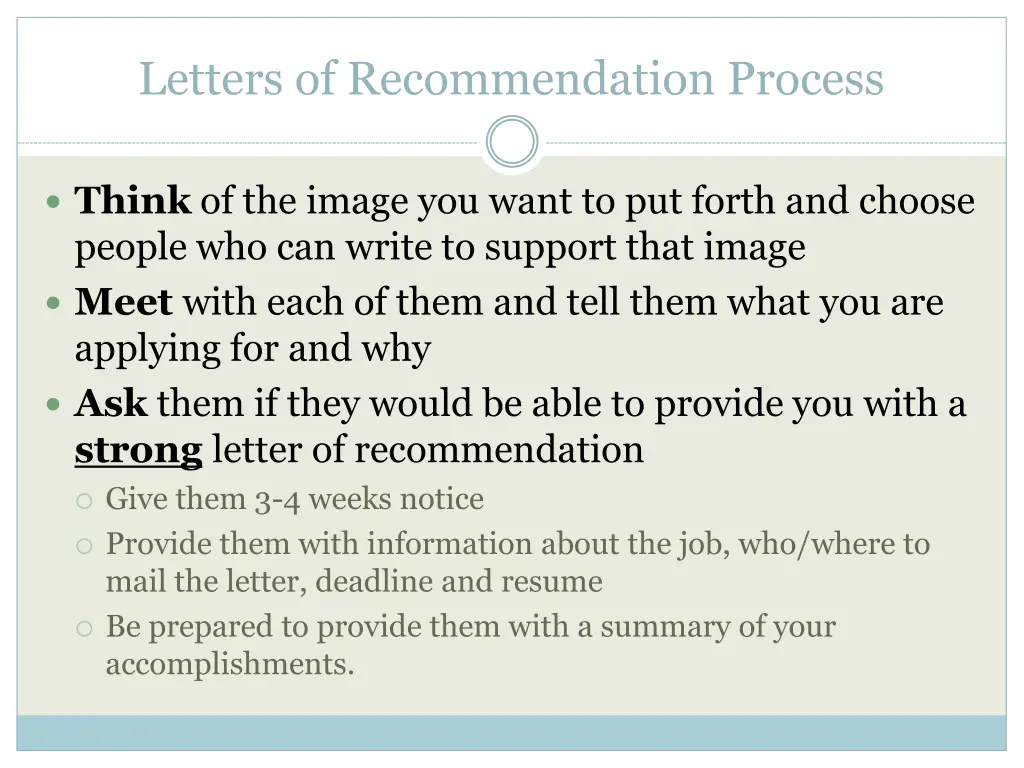 letters of recommendation process