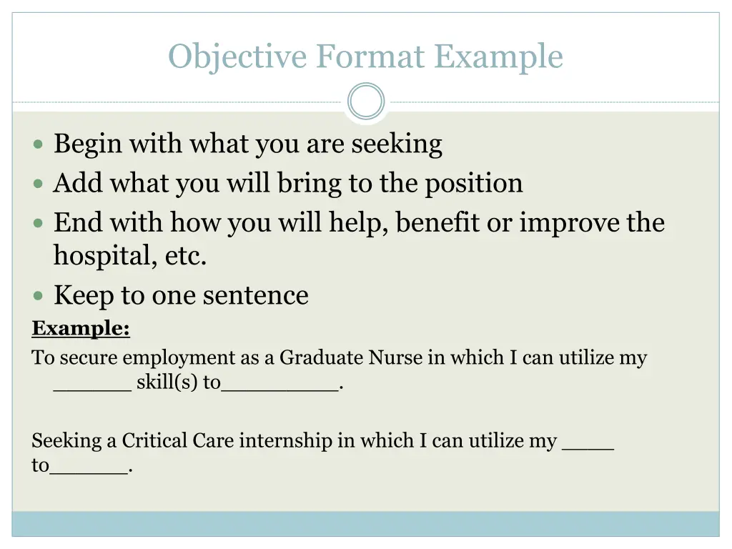 objective format example