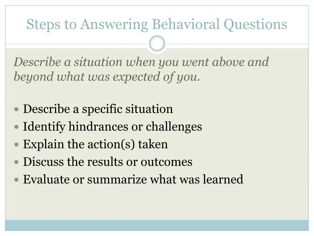 steps to answering behavioral questions