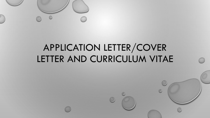 application letter cover letter and curriculum