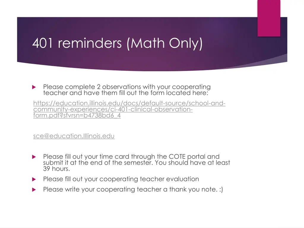 401 reminders math only
