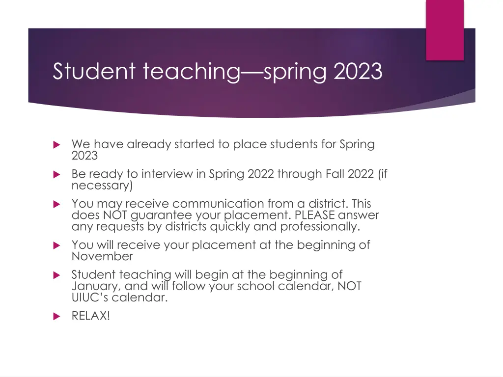 student teaching spring 2023