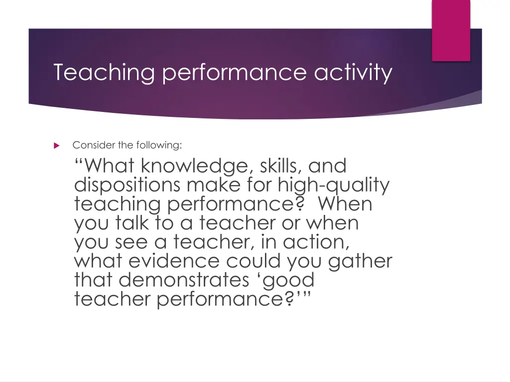 teaching performance activity