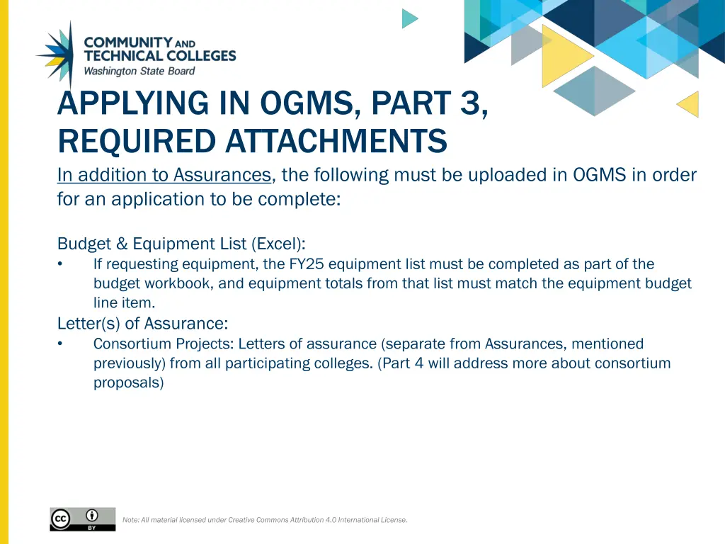 applying in ogms part 3 required attachments
