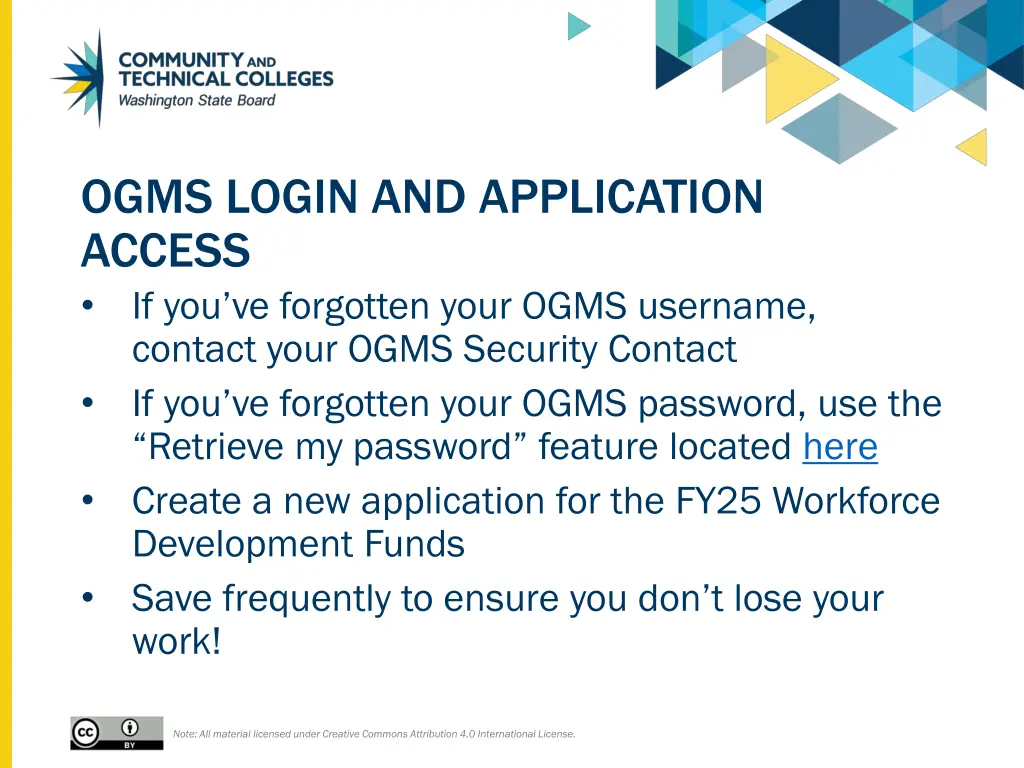 ogms login and application access