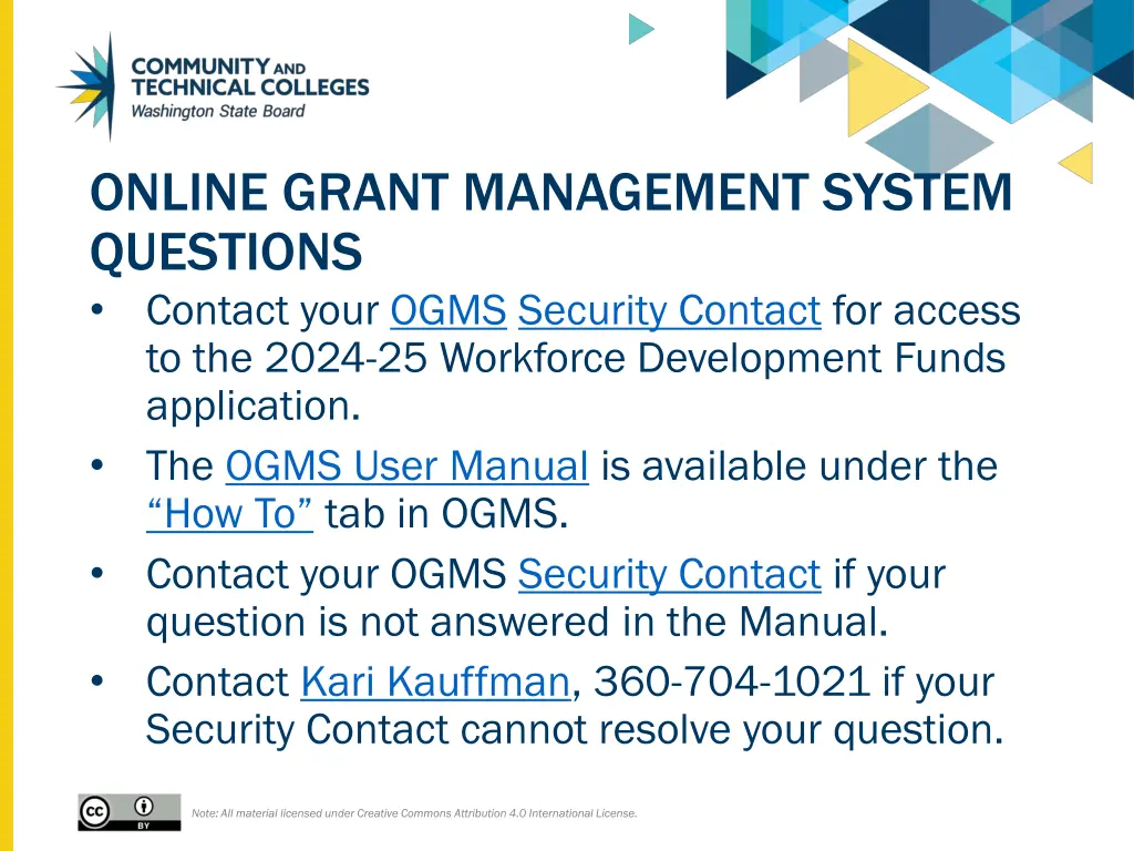 online grant management system questions contact