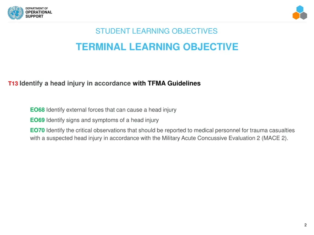 student learning objectives