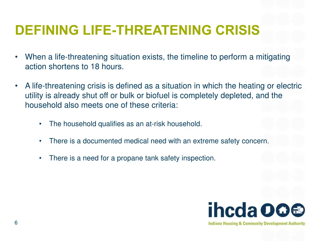 defining life threatening crisis