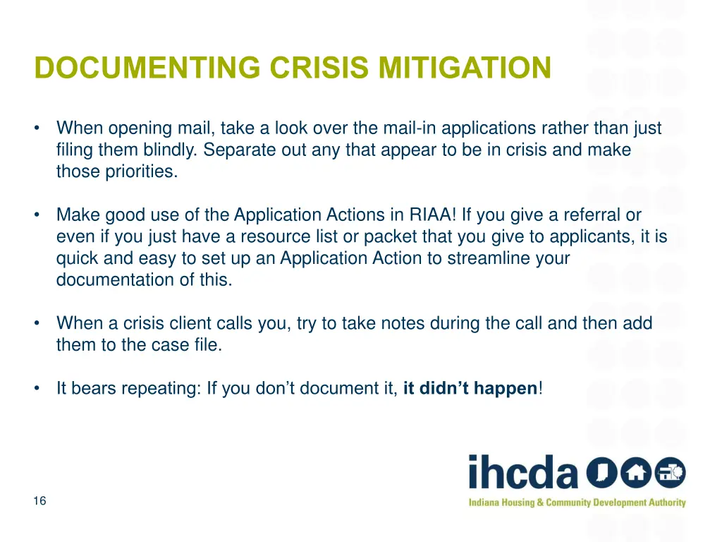 documenting crisis mitigation 1