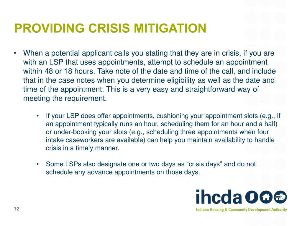 providing crisis mitigation