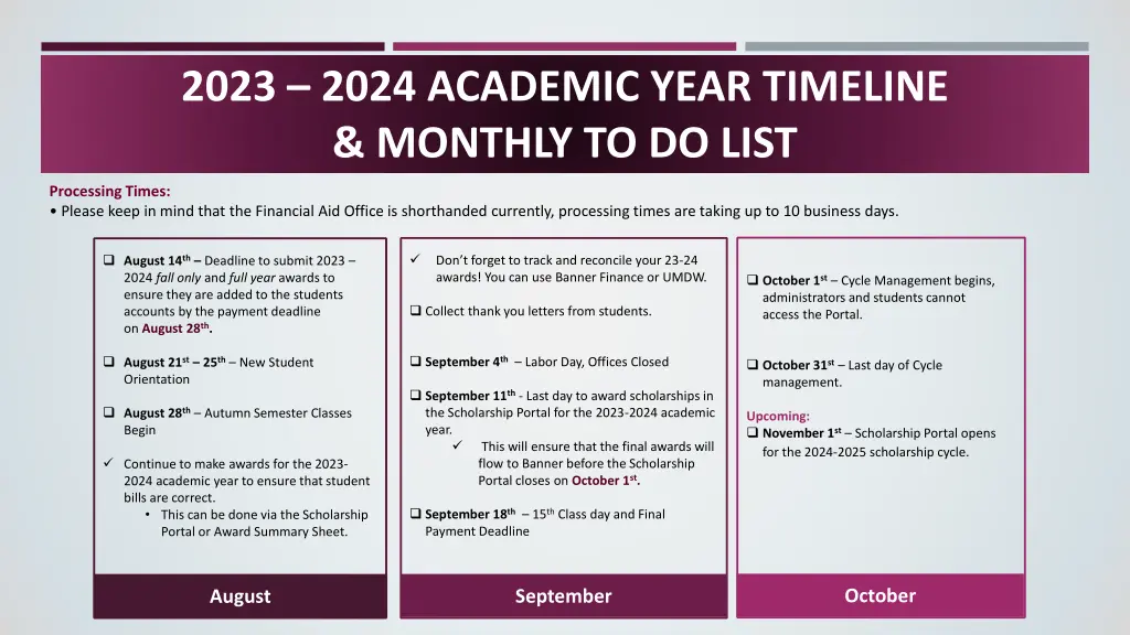2023 2024 academic year timeline monthly