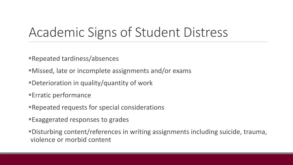 academic signs of student distress
