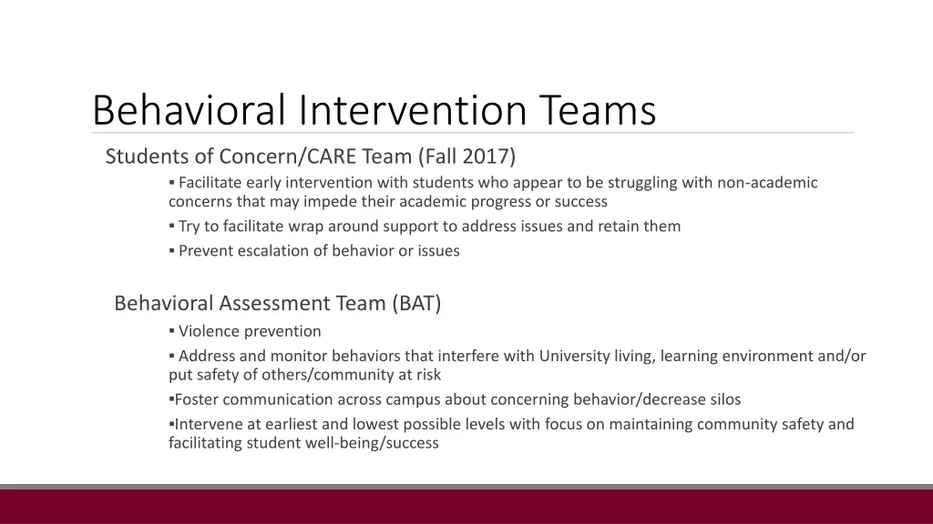 behavioral intervention teams