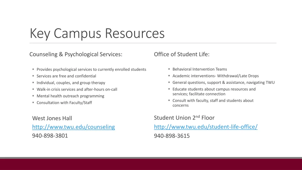 key campus resources