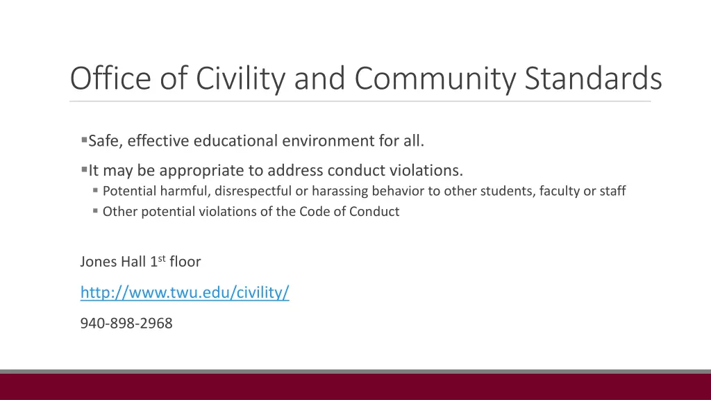 office of civility and community standards