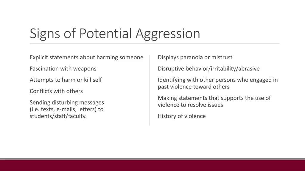 signs of potential aggression