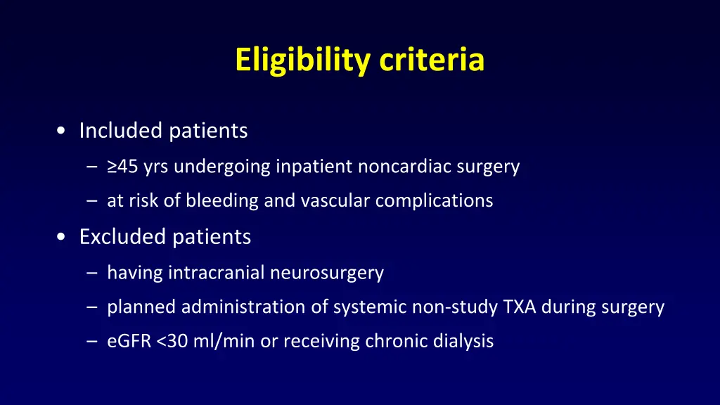 eligibility criteria