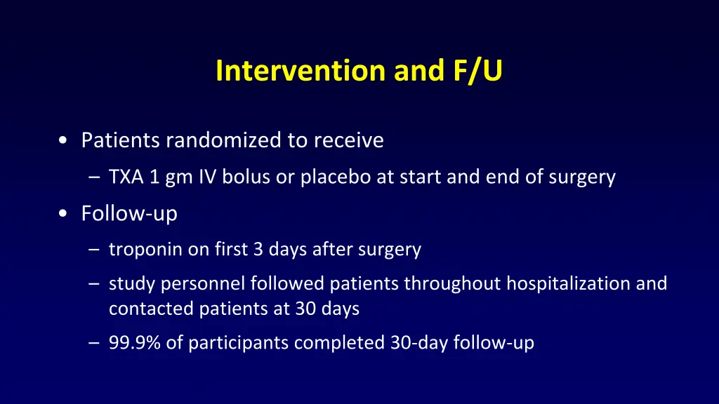 intervention and f u