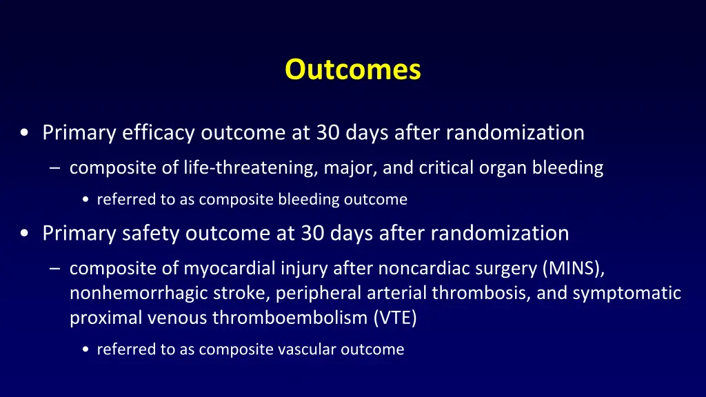 outcomes