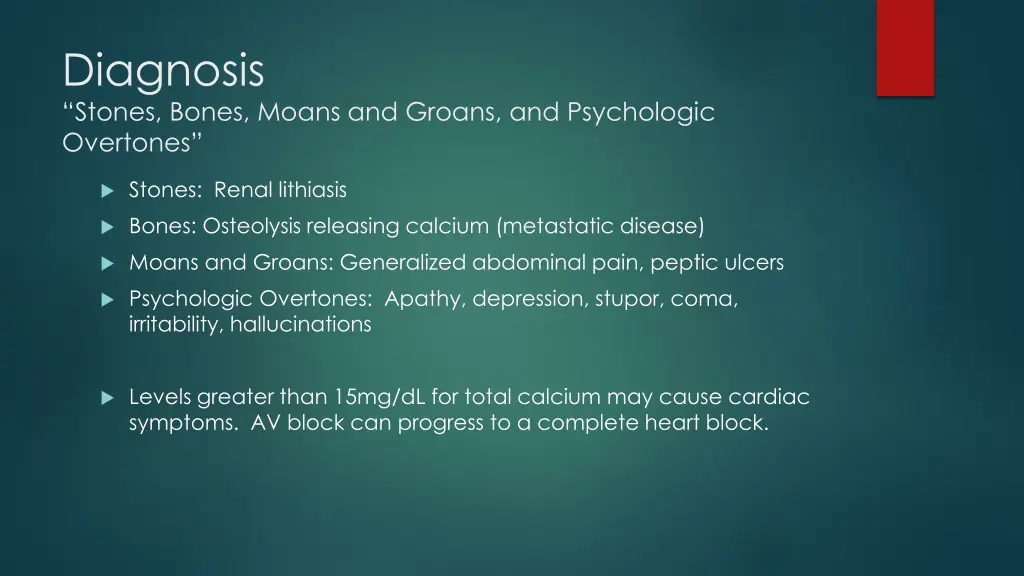 diagnosis stones bones moans and groans