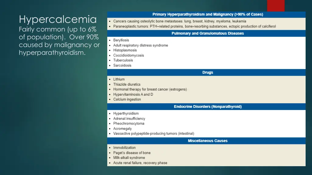 hypercalcemia fairly common up to 6 of population