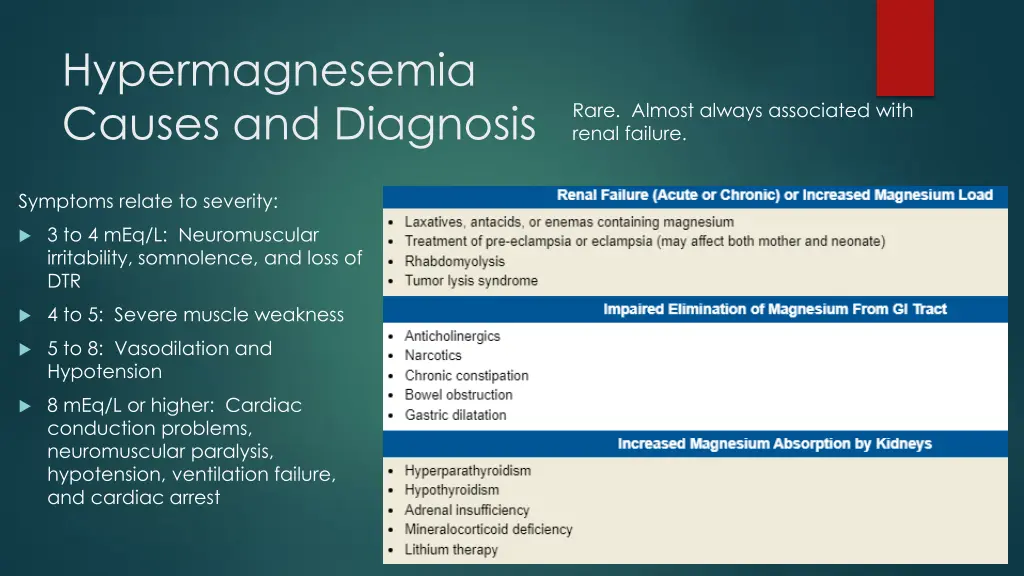 hypermagnesemia causes and diagnosis