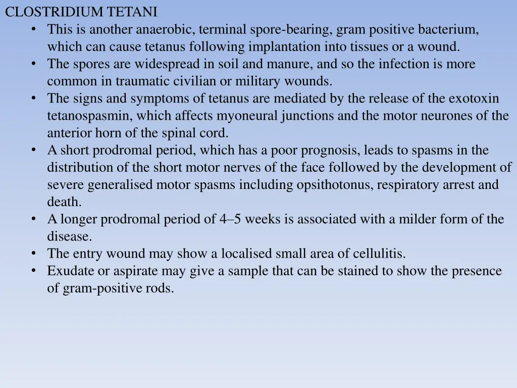 clostridium tetani this is another anaerobic