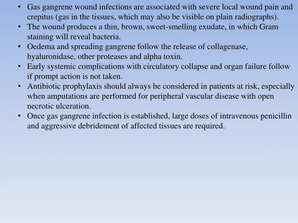 gas gangrene wound infections are associated with